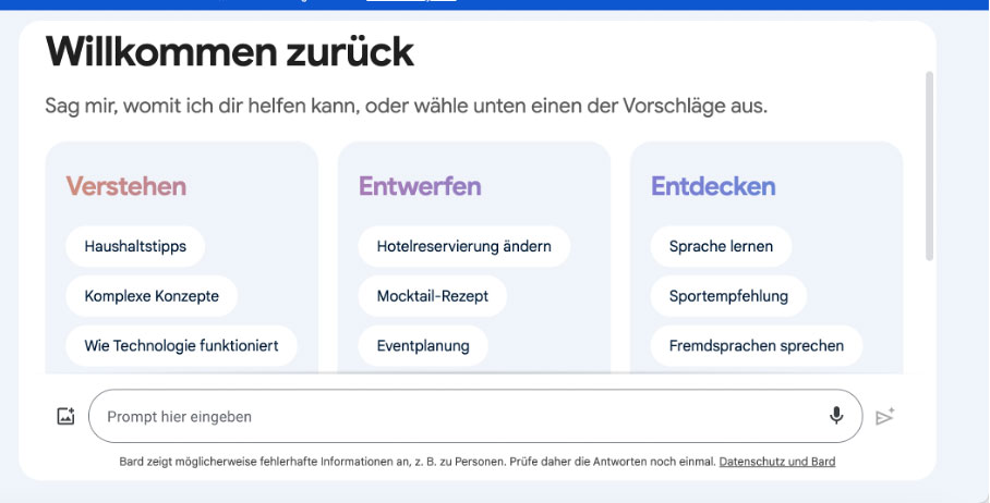 Chatfenster von Google Gemini
